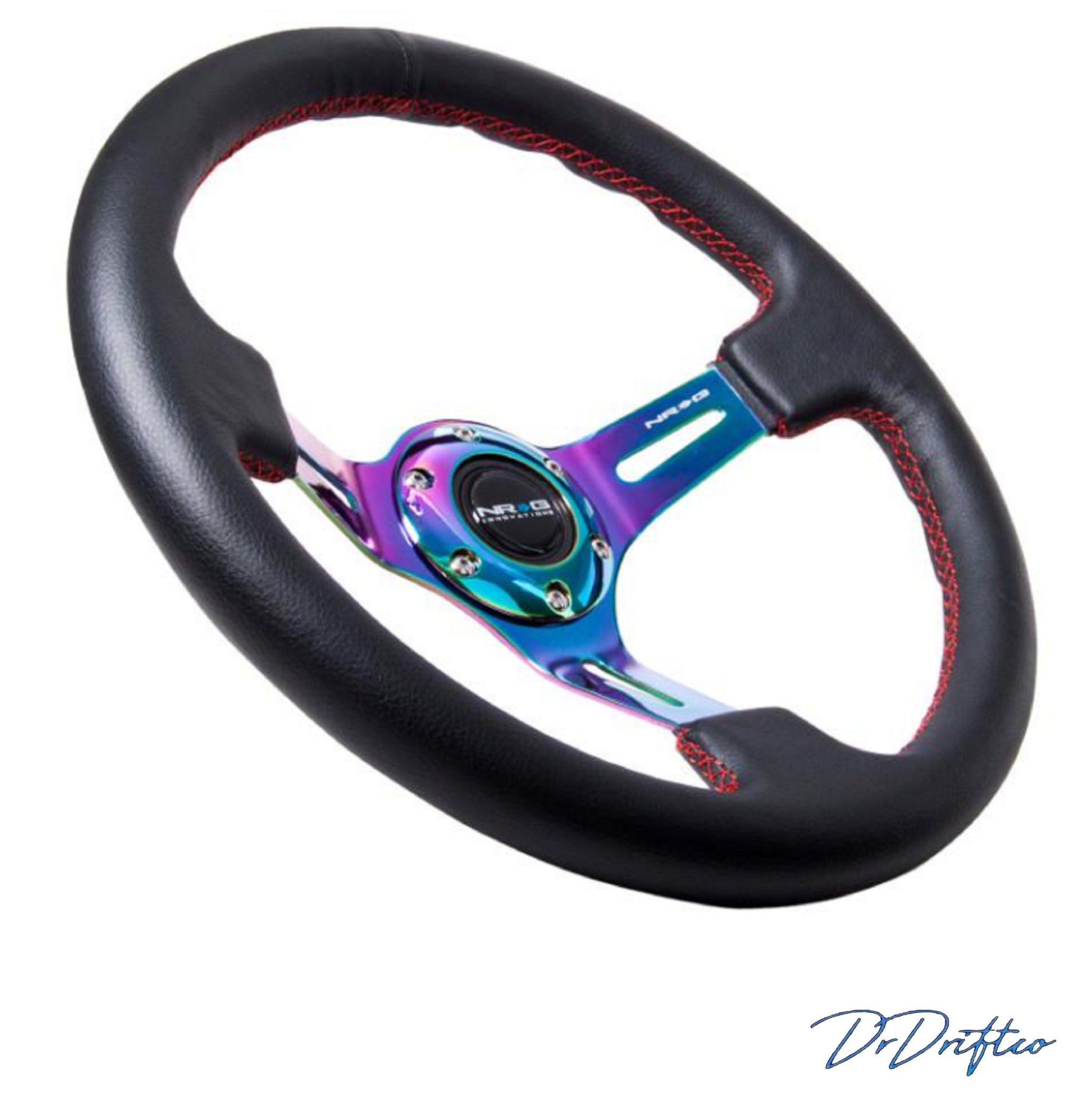 BEST SELLING-NRG Black Leather Steering Wheel (3″ Deep