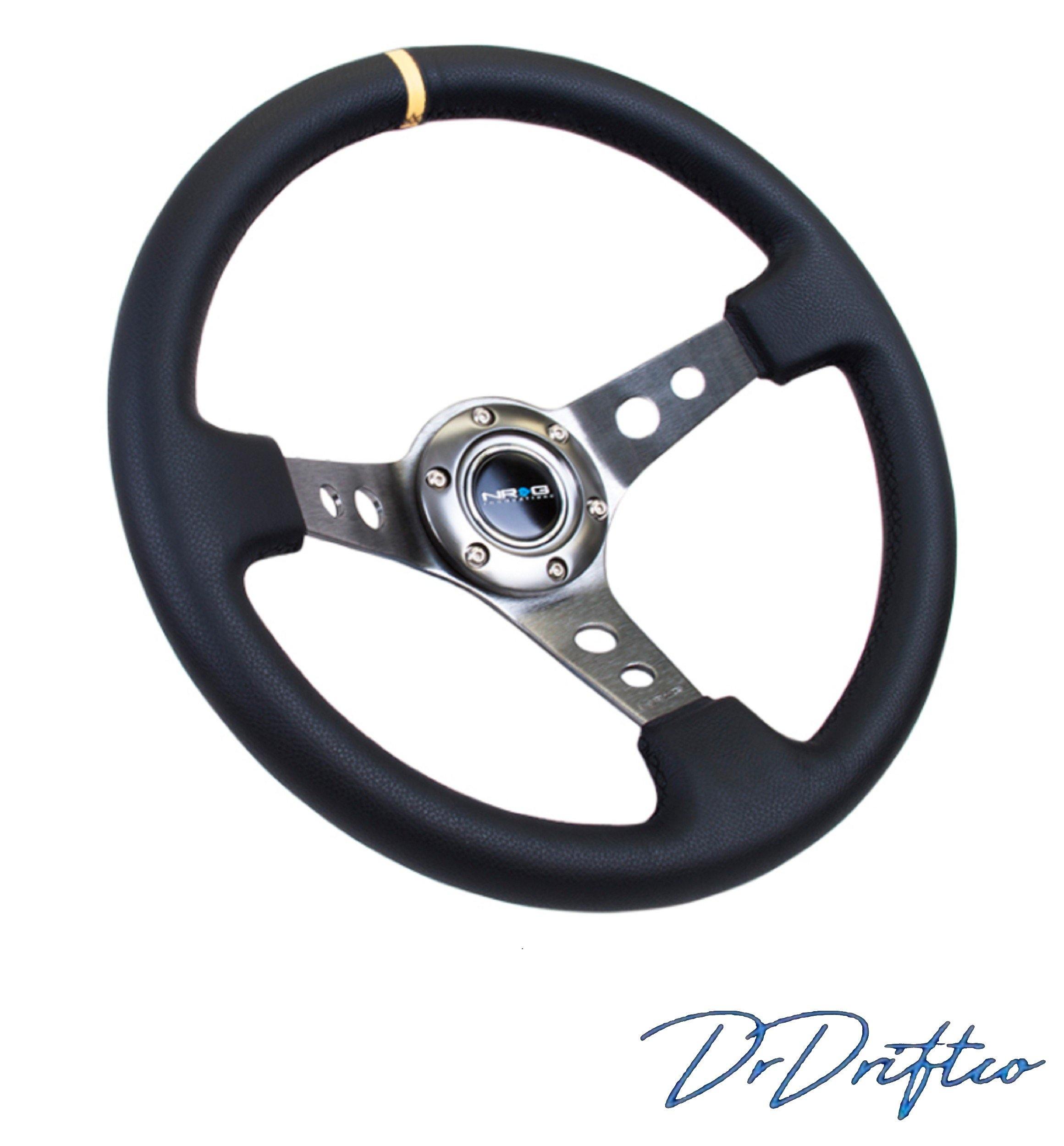 NRG 350mm Sport Steering Wheel (3″ Deep) – Gun Metal w/ center marking - DrDriftco